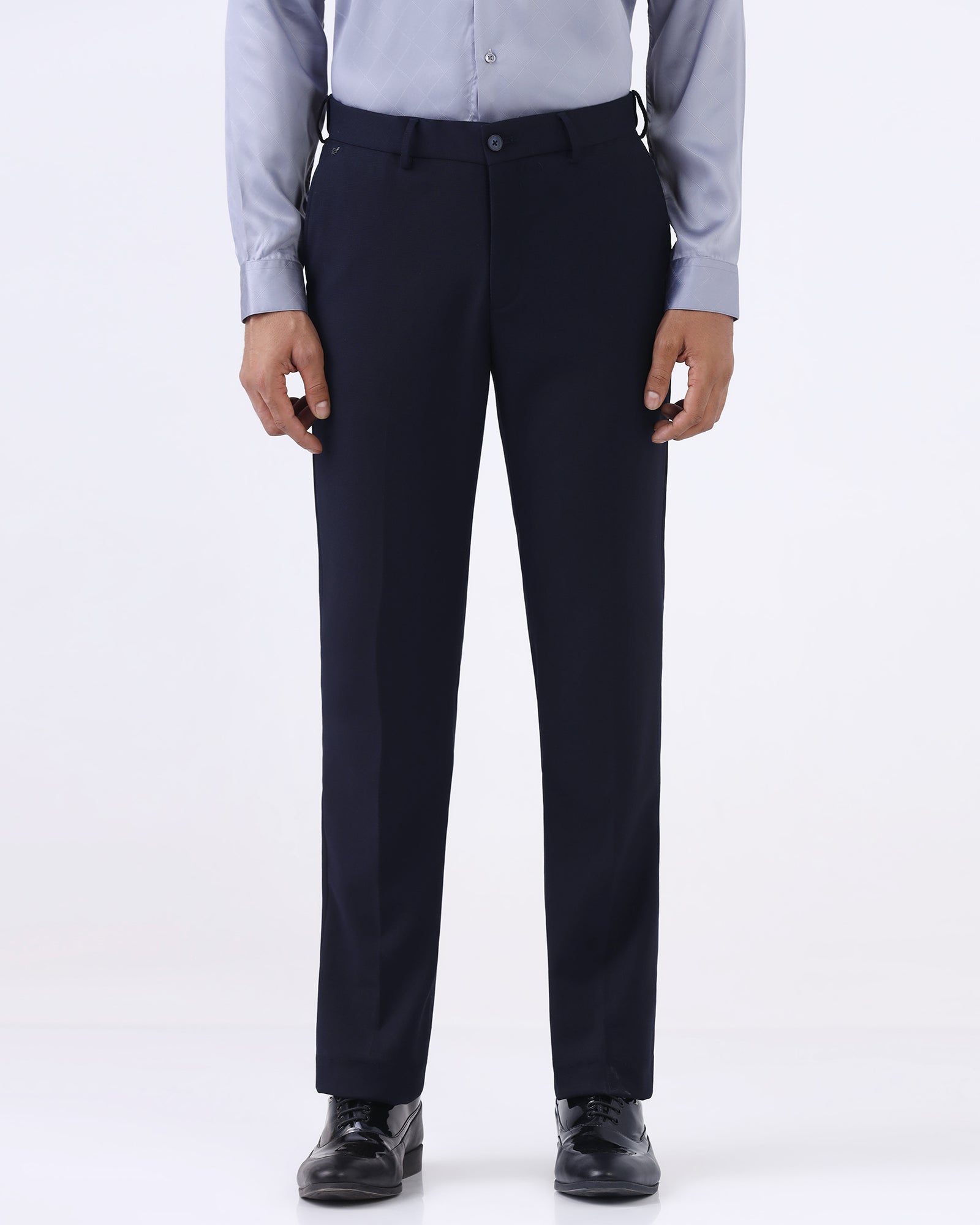 Navy Techno Waist Textured Trouser - Billy