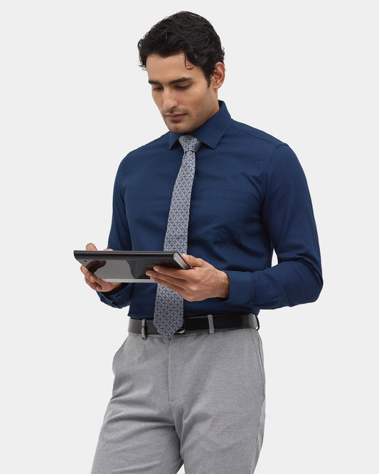 Navy Textured Shirt - Decoration