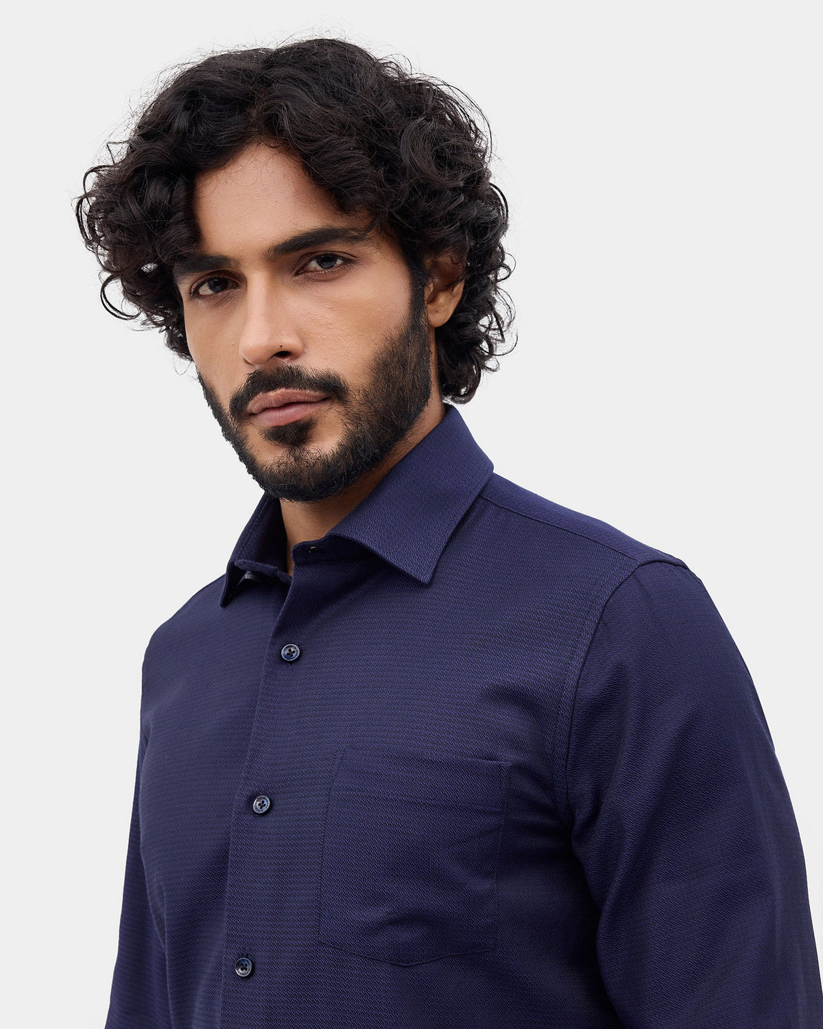 Navy Textured Shirt - Velto