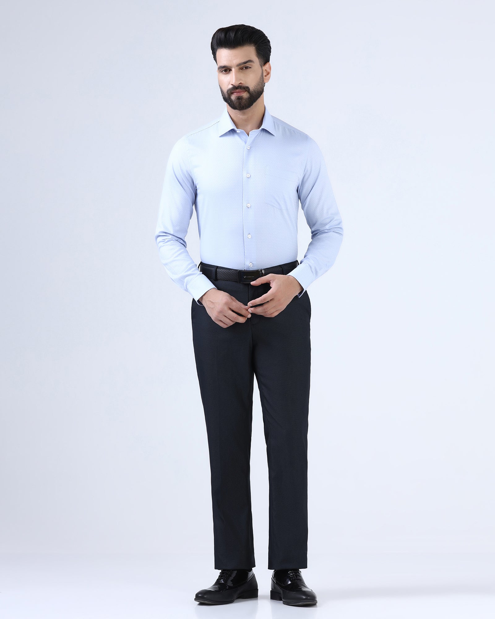 Navy Textured Trouser - Alan
