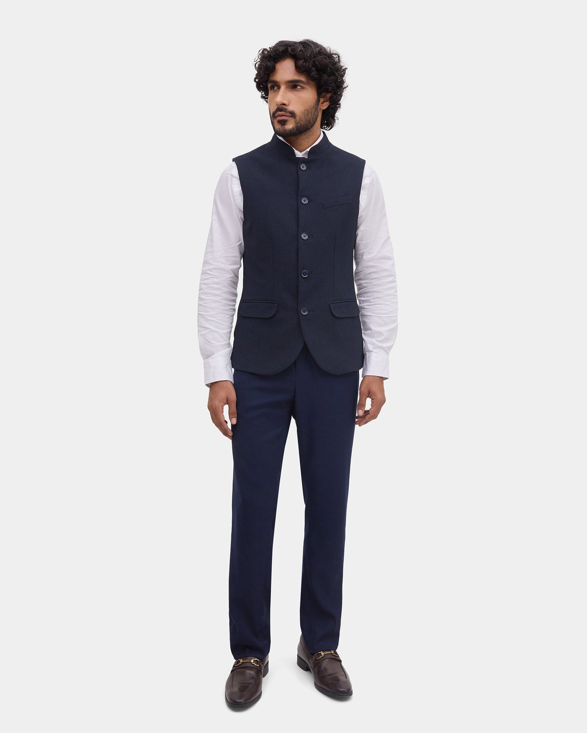 Navy Textured Waistcoat - Expert
