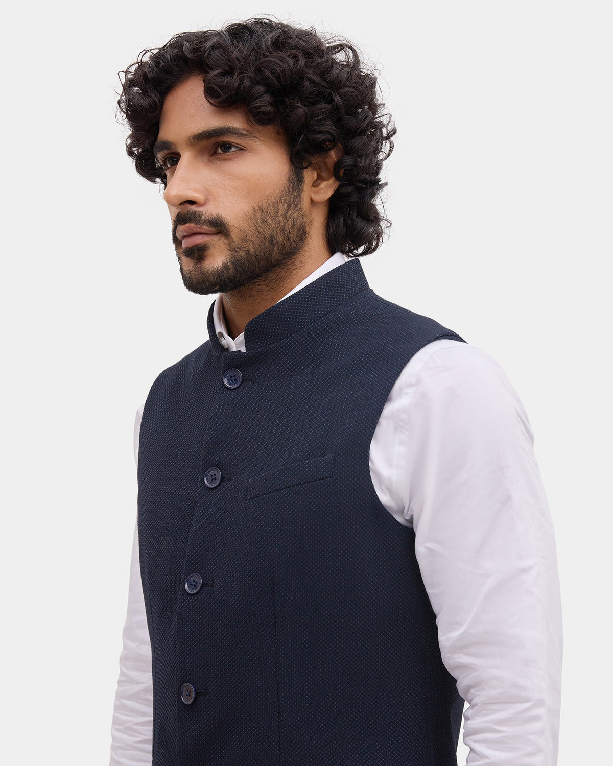 Navy Textured Waistcoat - Expert
