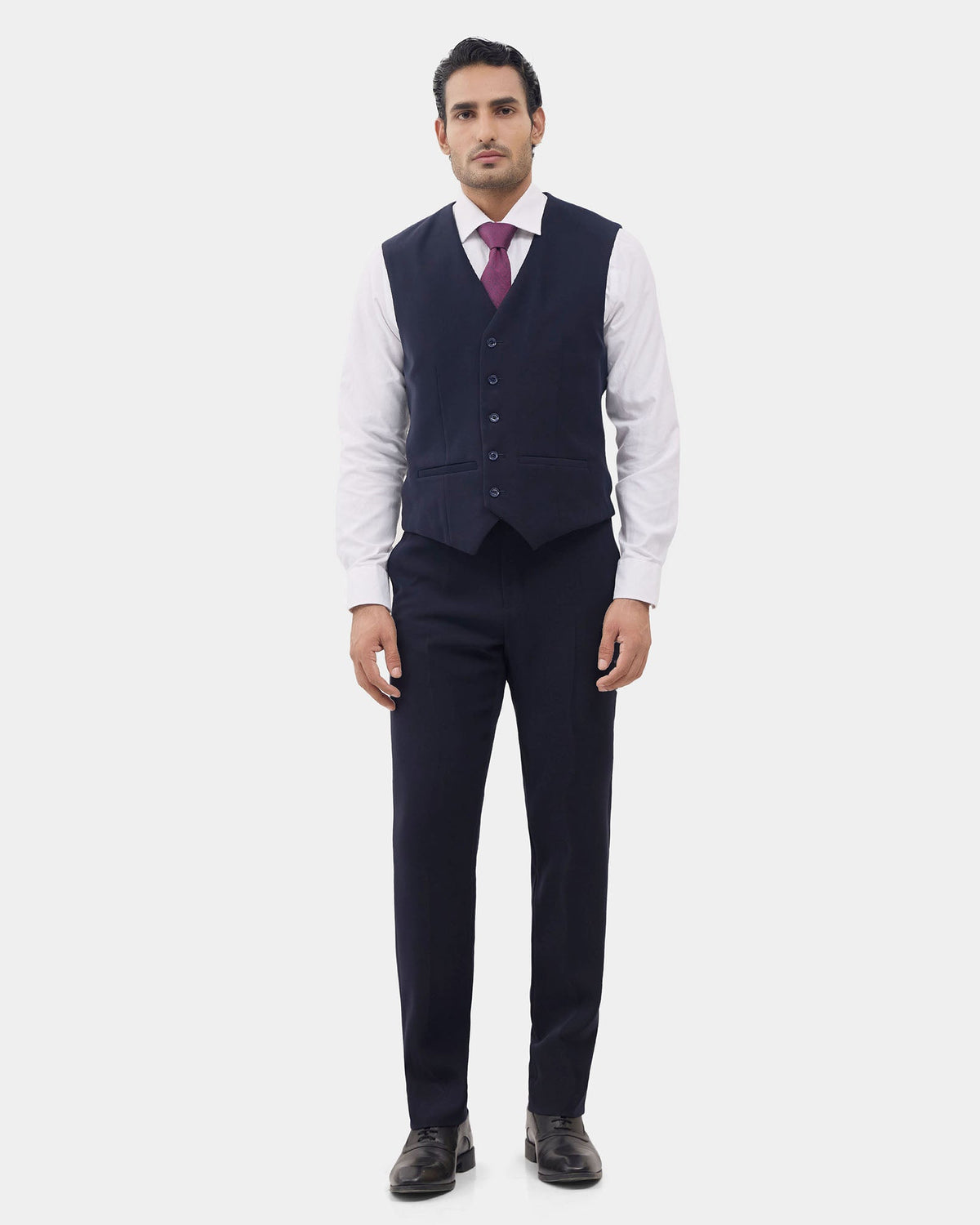 Navy Three Piece Solid Suit - Wylder
