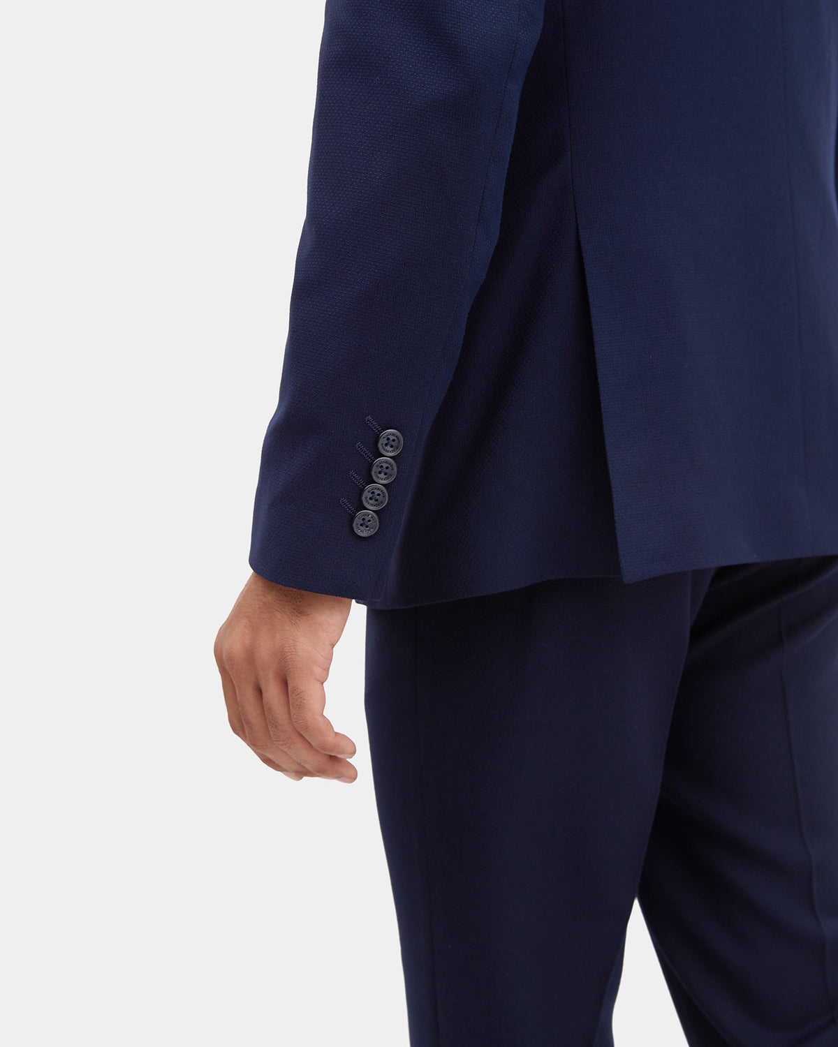 Navy Three Piece Textured Suit - Horace