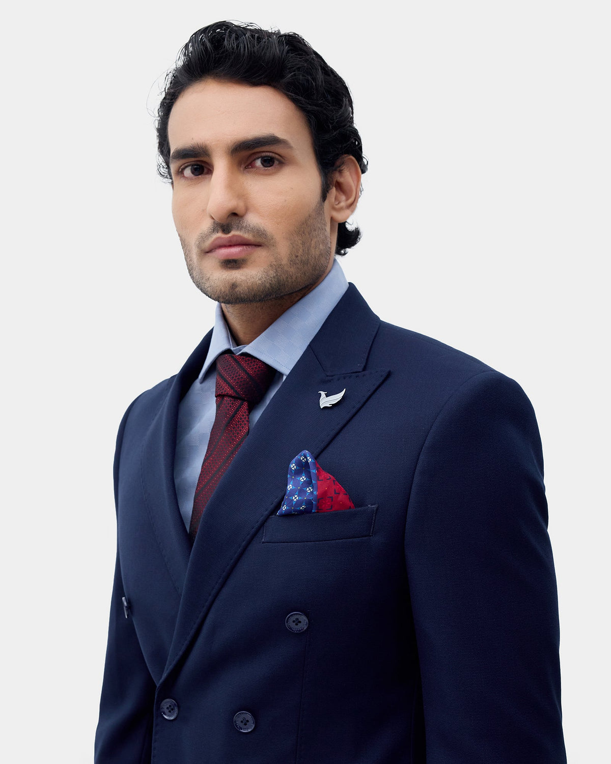 Navy Two Piece Double Breasted Solid Suit - Dublin