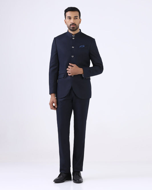 Navy Two Piece Textured Suit - Jenz