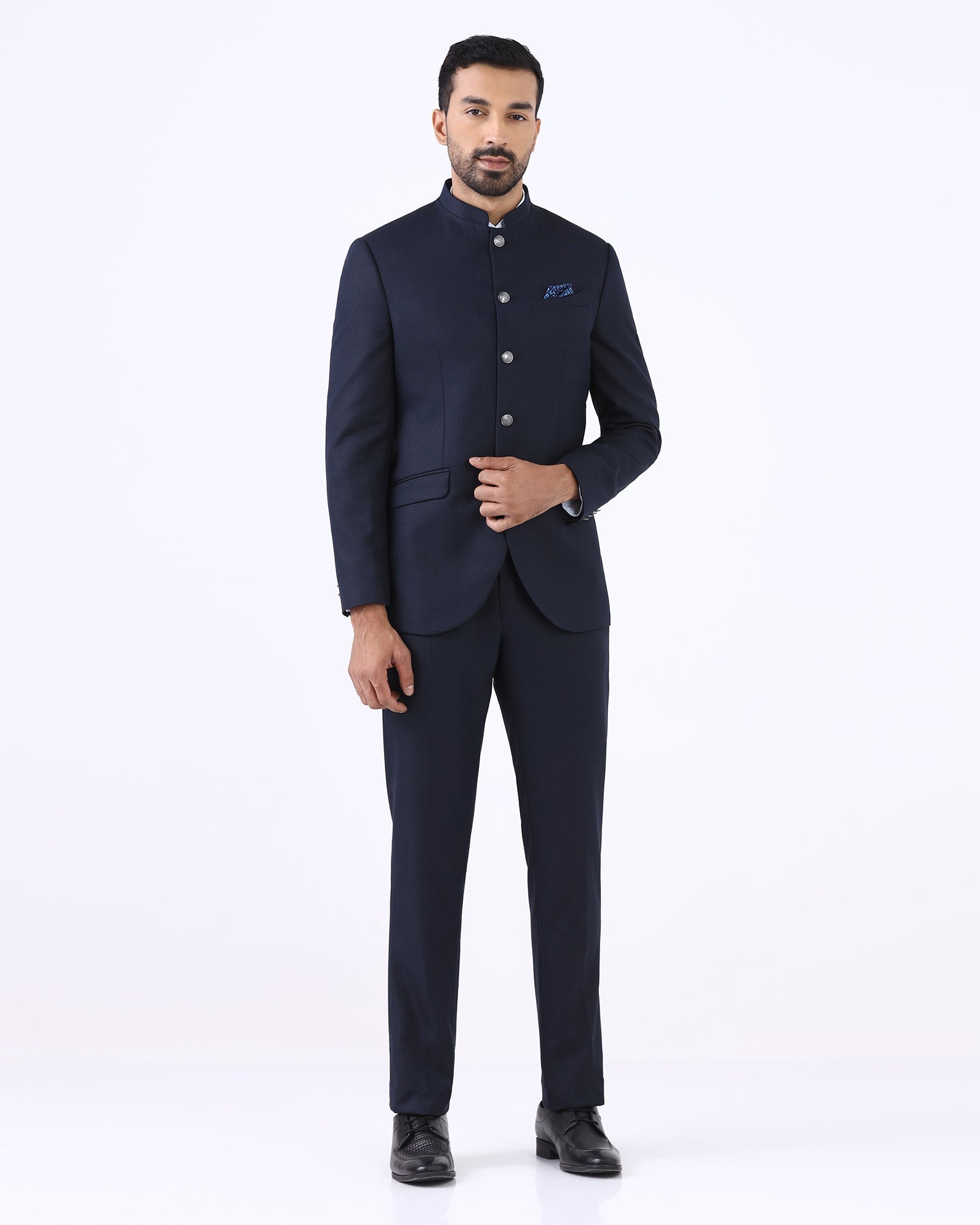 Navy Two Piece Textured Suit - Jenz
