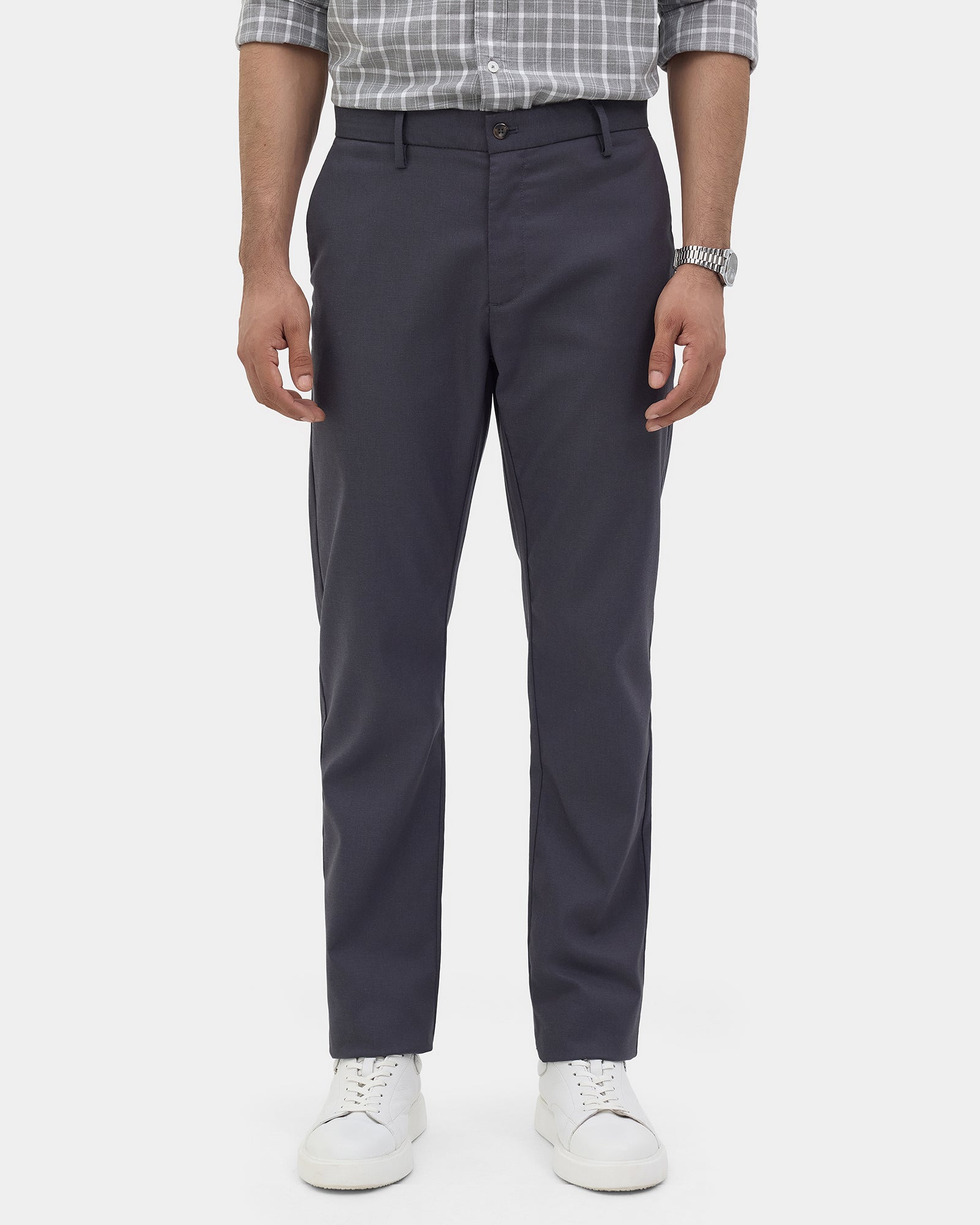 Navy Unwrinkle Textured Khakis - Dolomite