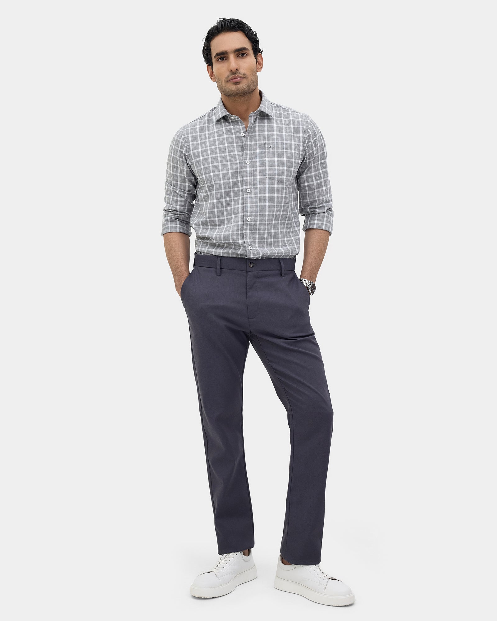 Navy Unwrinkle Textured Khakis - Dolomite