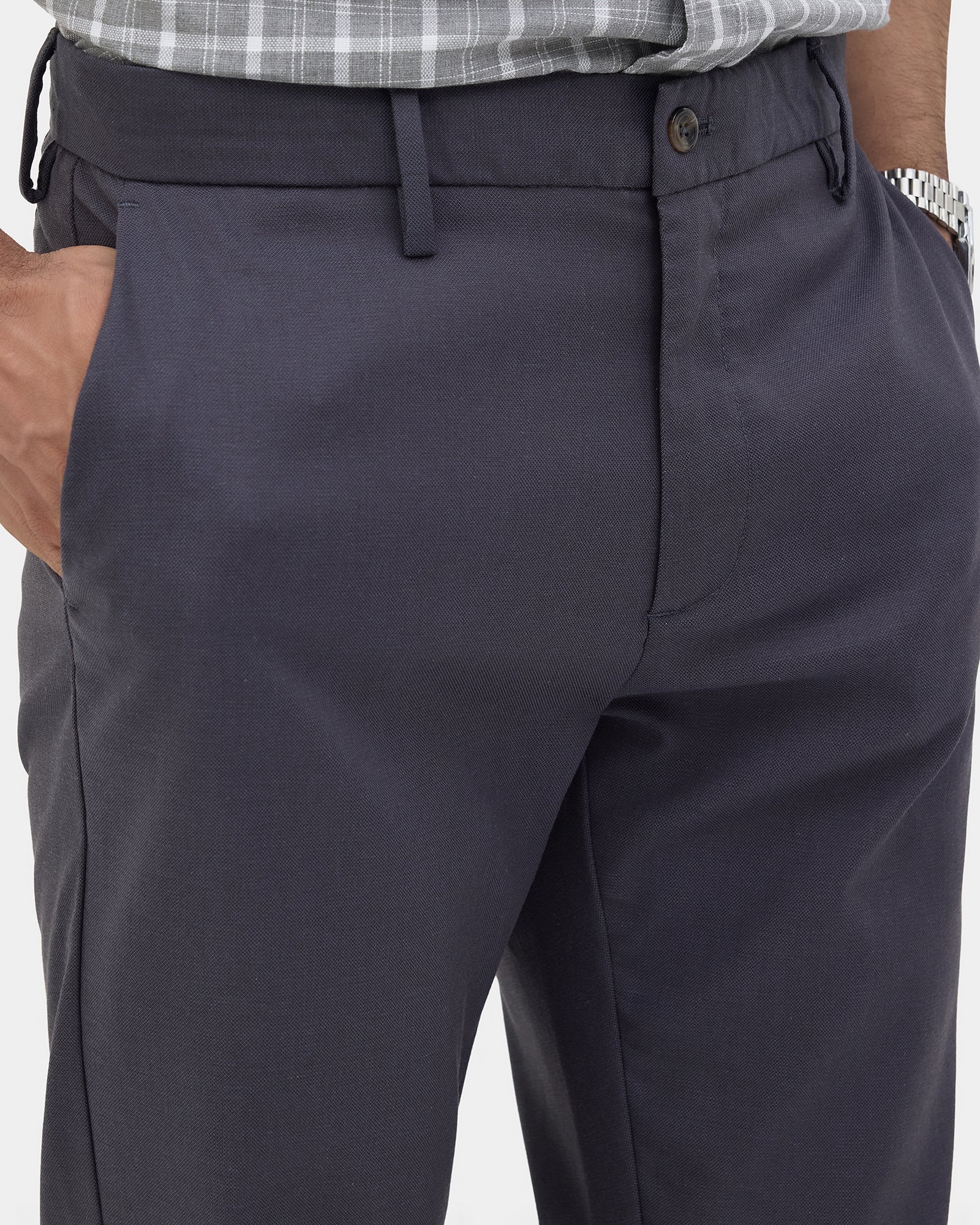 Navy Unwrinkle Textured Khakis - Dolomite