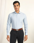 Non Iron Formal Blue Textured Shirt - Wise