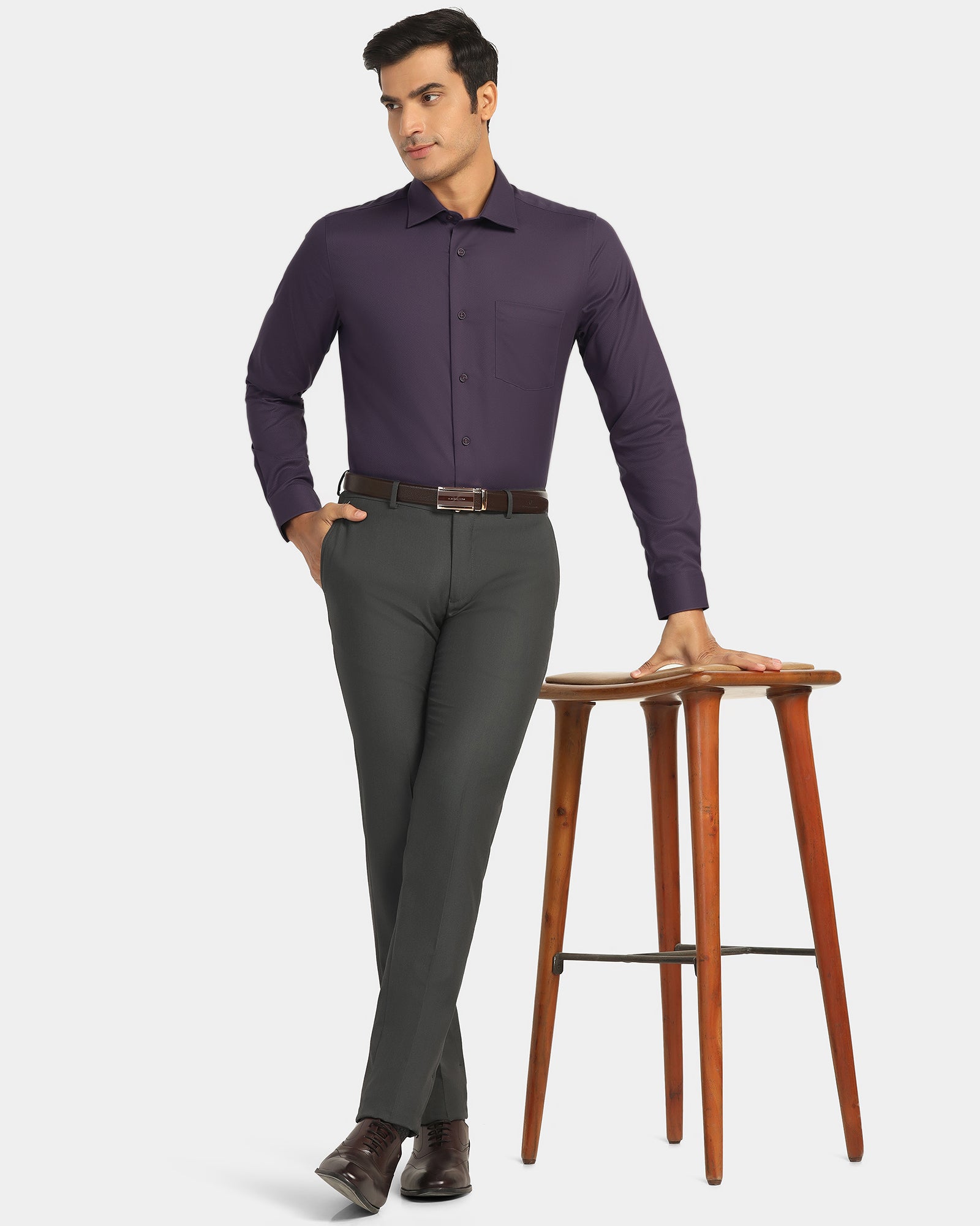 Non Iron Formal Purple Solid Shirt - P31