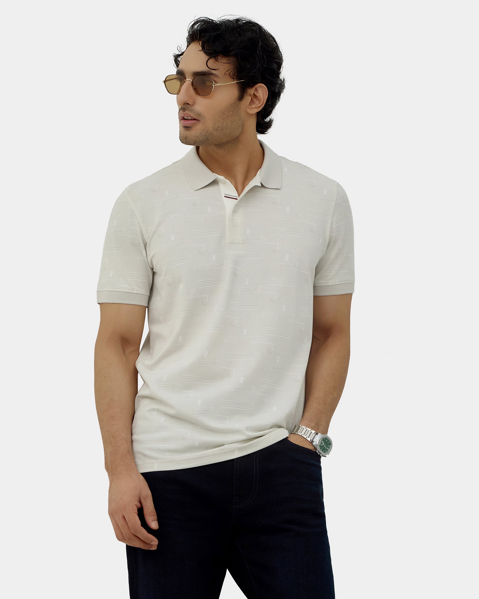 Off White Printed Polo - Mac