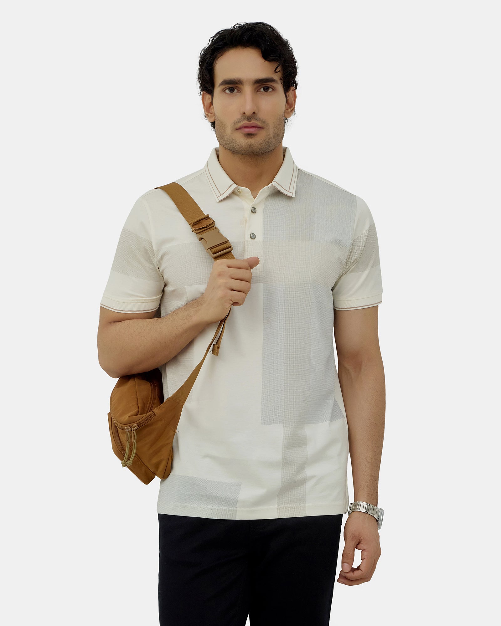 Off White Printed Polo - Muki