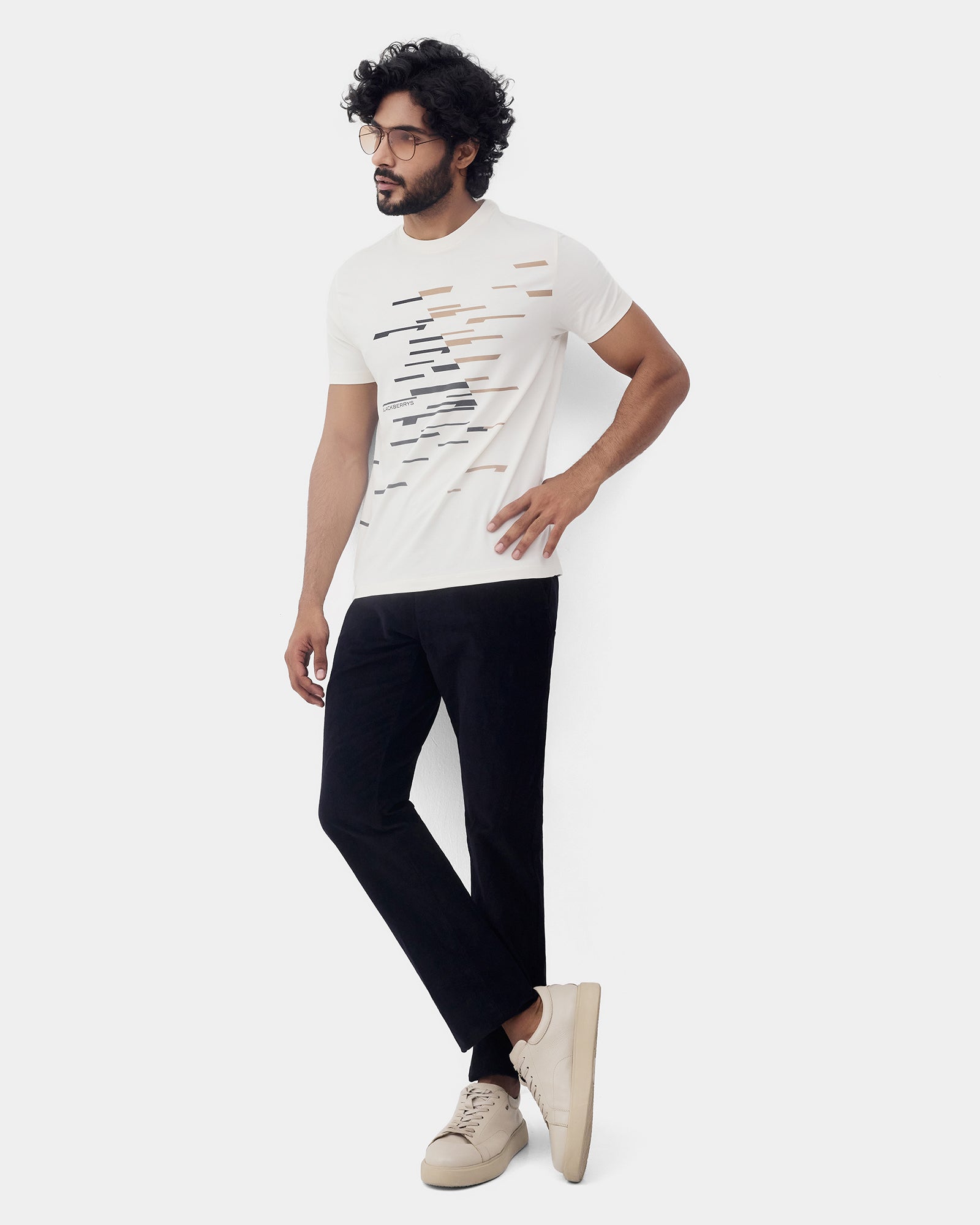 Off White Crew Neck Printed T-Shirt - Ryuji