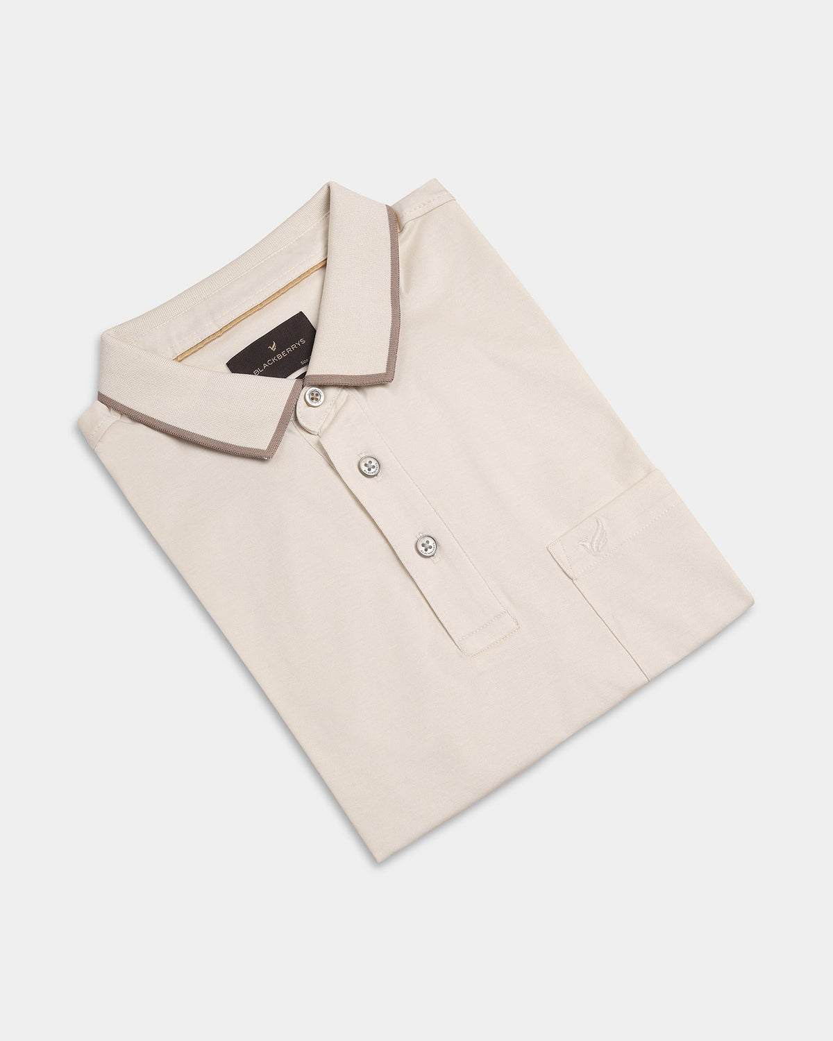 Off White Solid Polo - Ae Ryun
