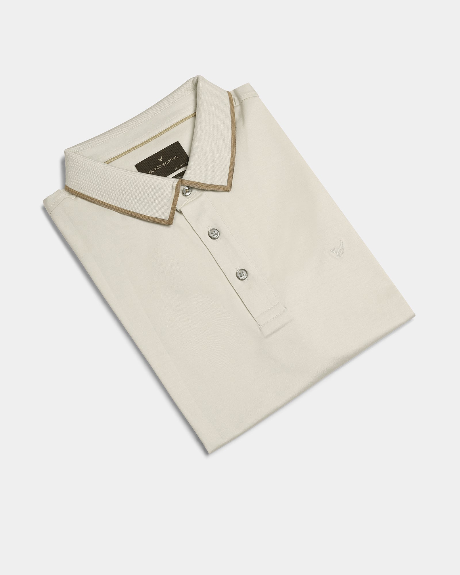 Off White Solid Polo - Ae Ryun