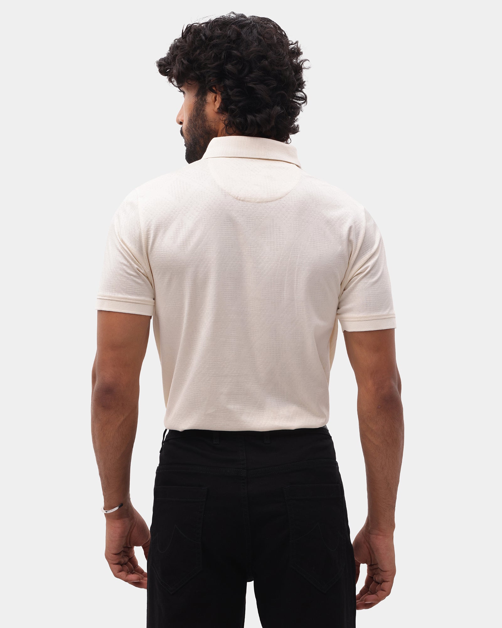 Off White Textured Polo - Min Jun