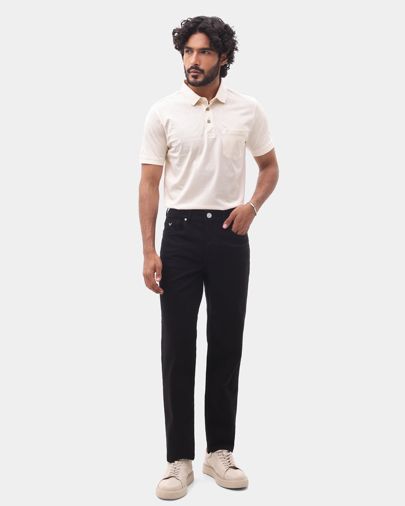 Off White Textured Polo - Min Jun