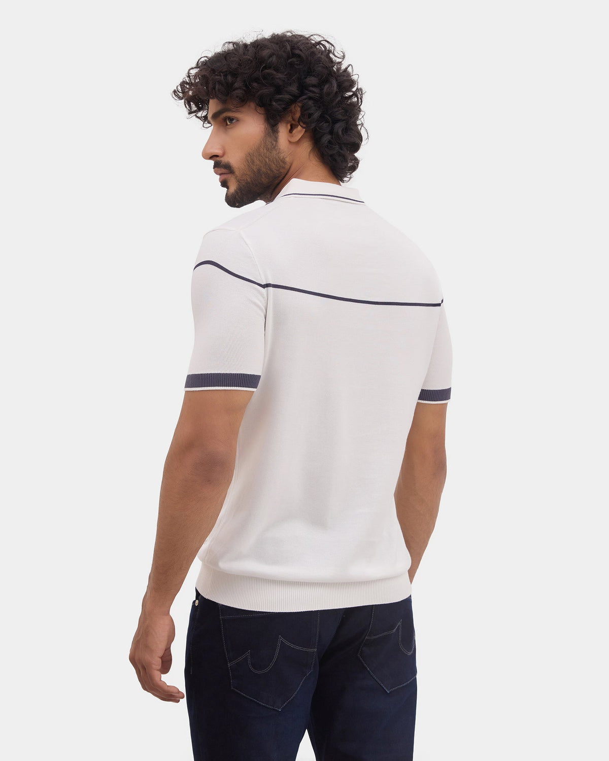 Off White Textured Polo - Licia