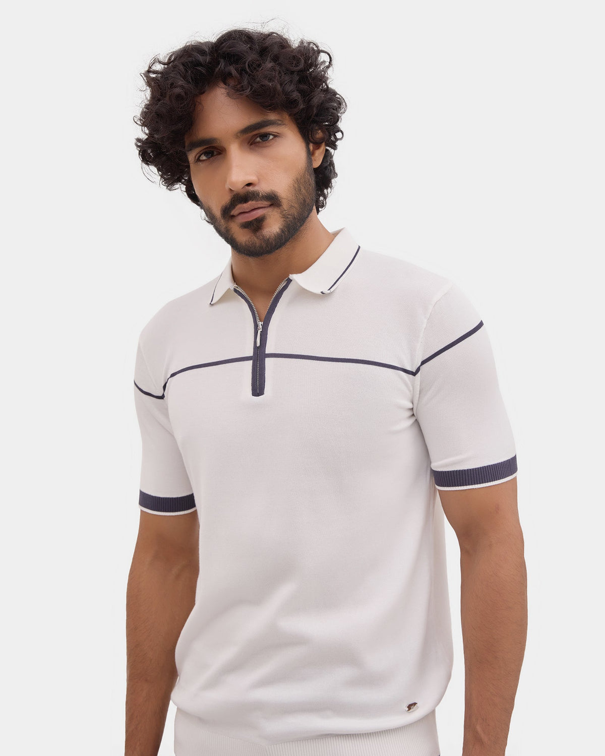Off White Textured Polo - Licia