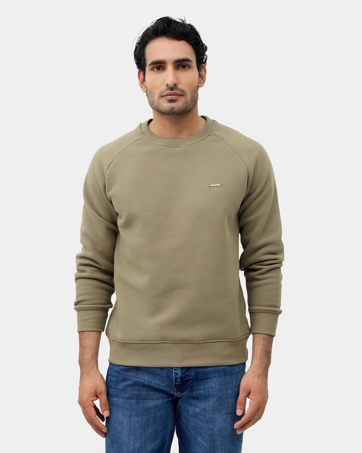 Olive Green Textured Sweatshirt - Sid