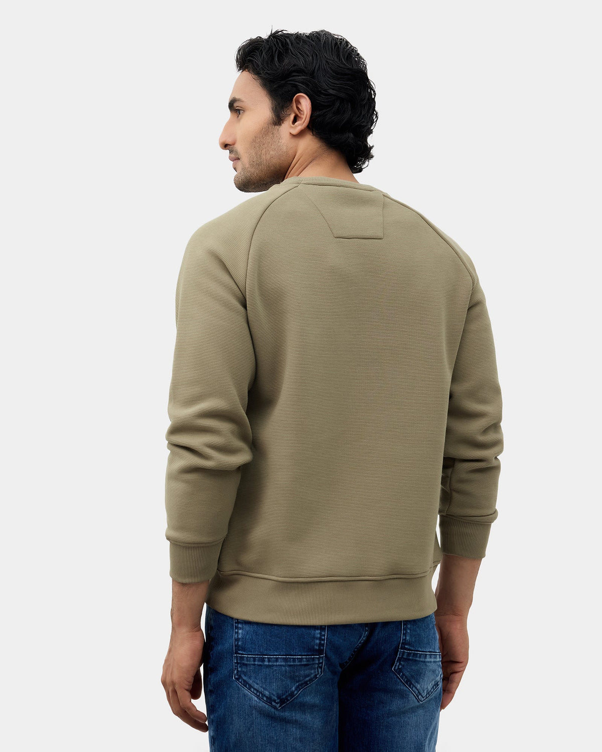 Olive Green Textured Sweatshirt - Sid