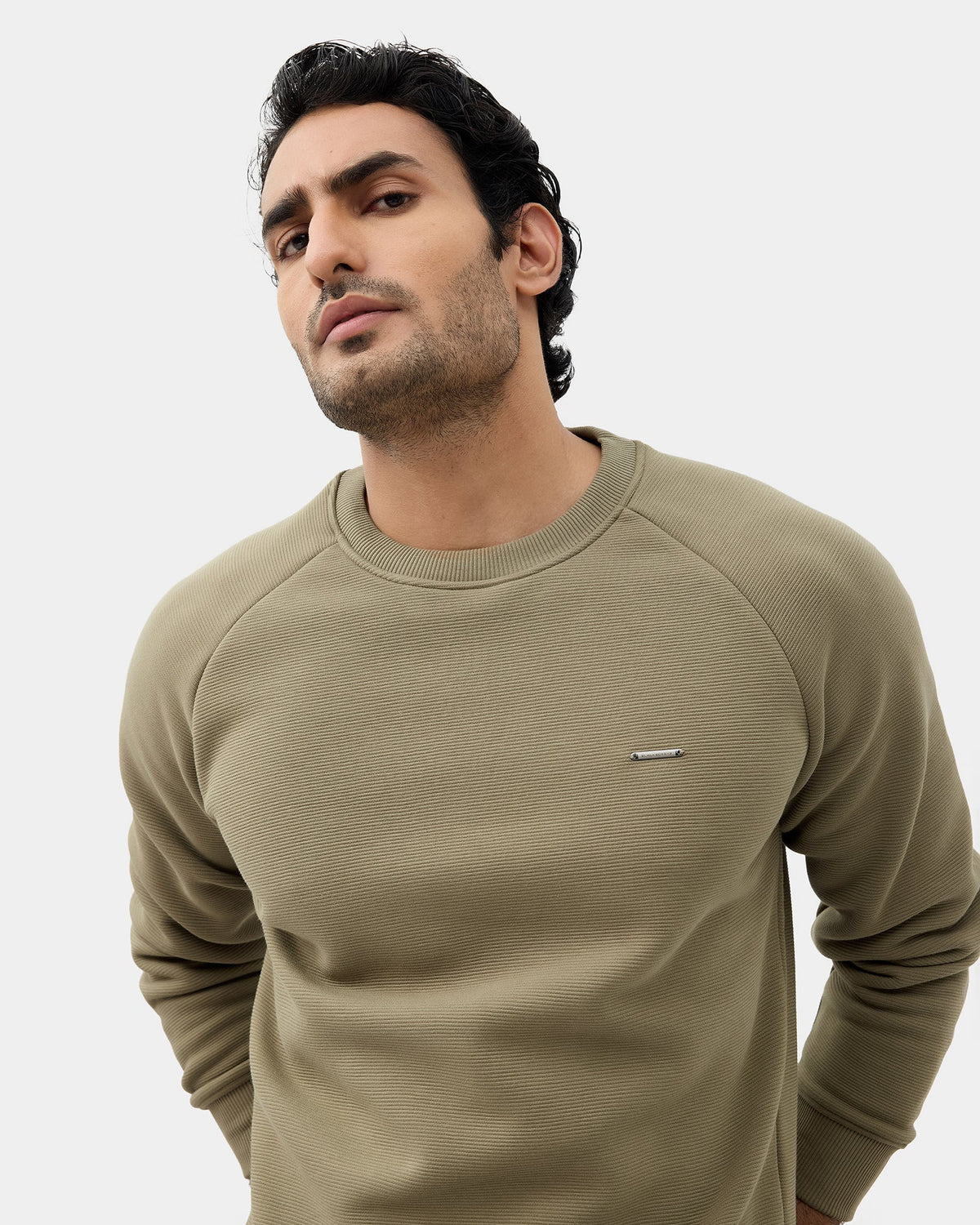 Olive Green Textured Sweatshirt - Sid
