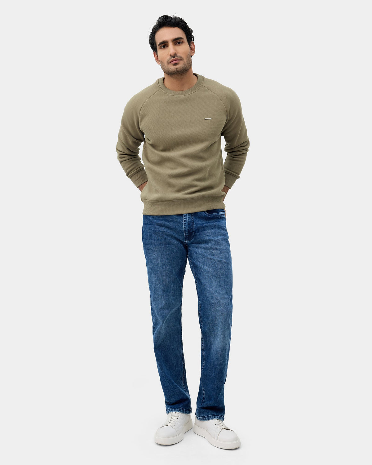 Olive Green Textured Sweatshirt - Sid