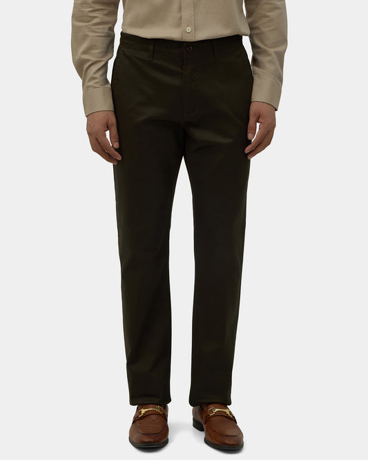Olive Green Solid Khakis - Saga