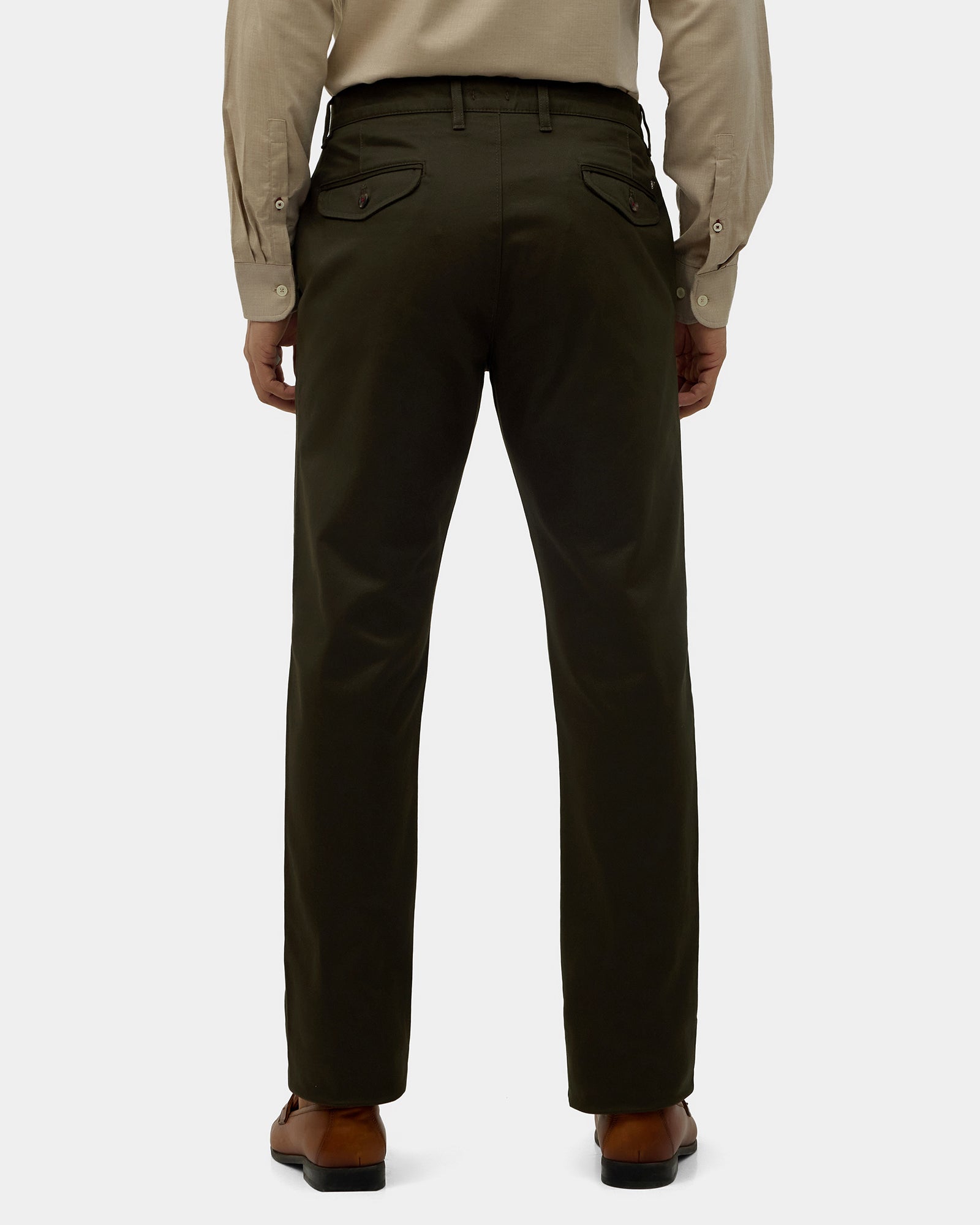 Olive Green Solid Khakis - Saga