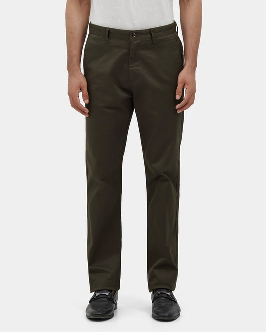 Olive Green Solid Khakis - Saga