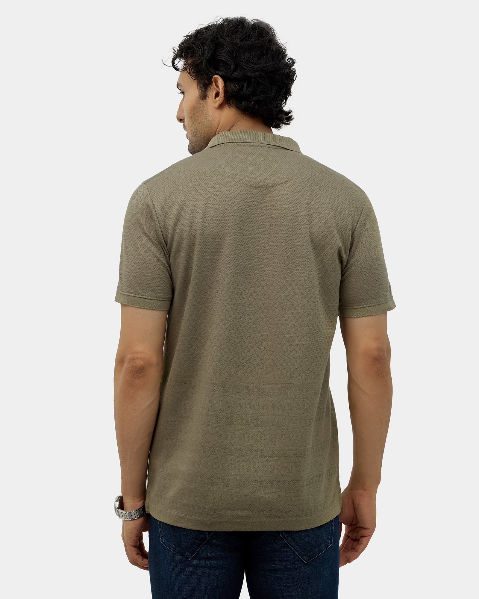 Olive Green Stripe Polo - Kesha