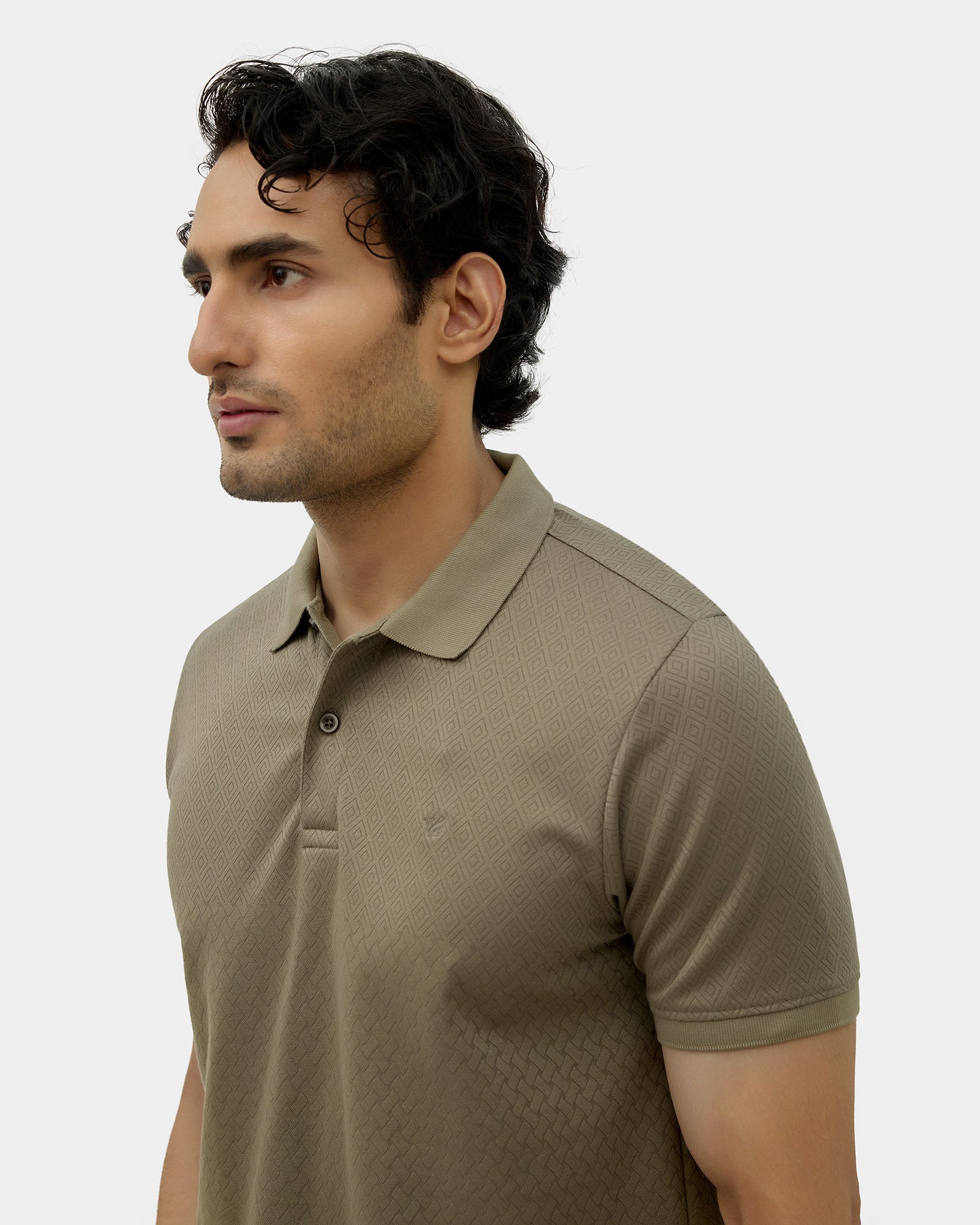 Olive Green Stripe Polo - Kesha