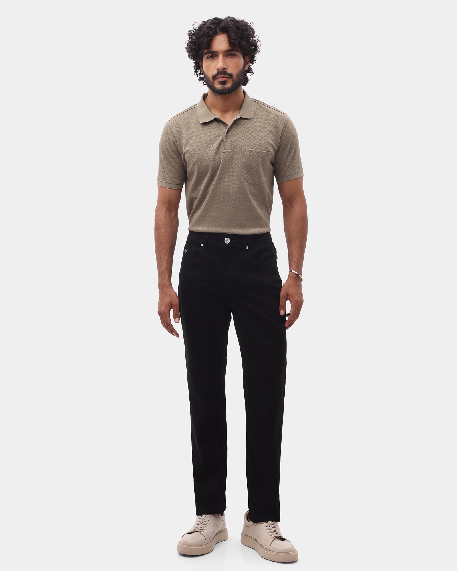 Olive Green Textured Polo - Kesha