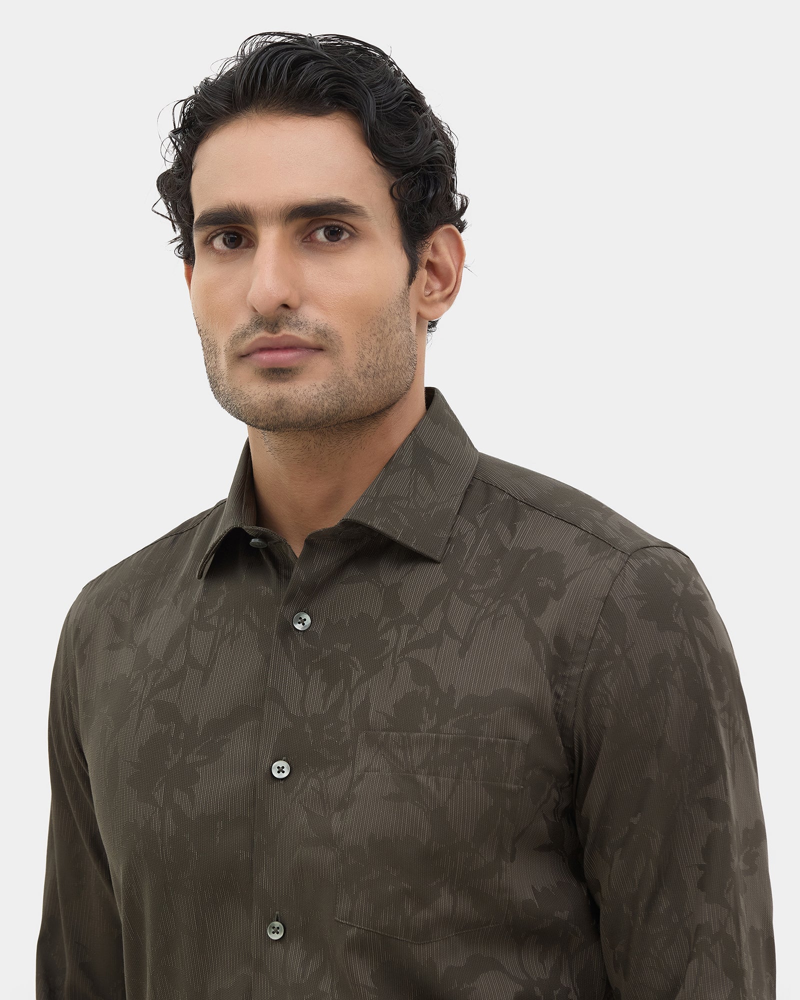 Olive Jacquard Shirt - Aven