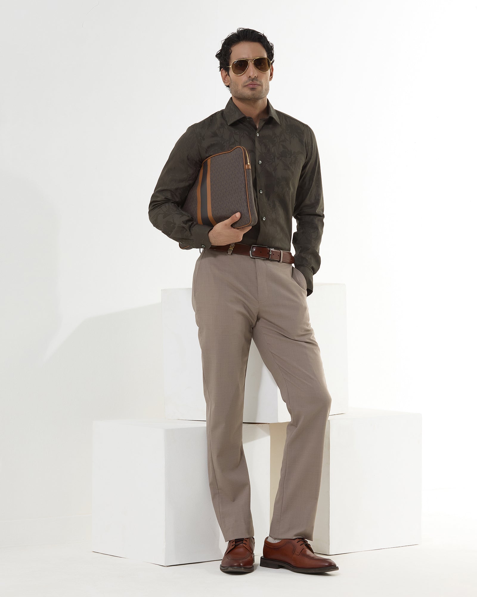 Olive Jacquard Shirt - Aven
