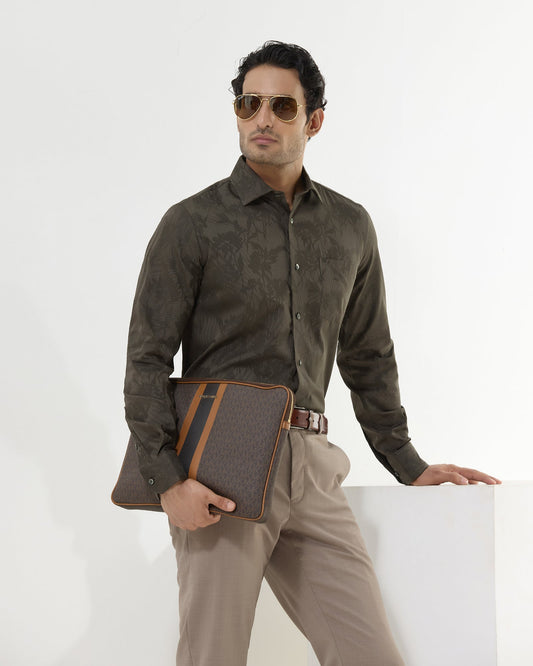 Olive Jacquard Shirt - Aven