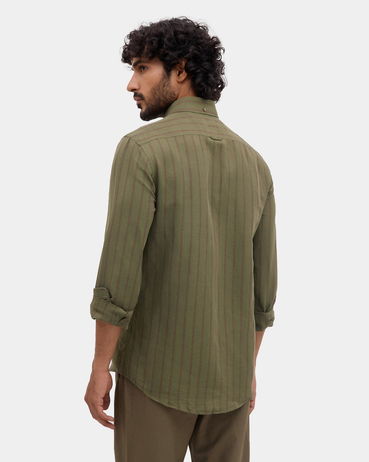 Olive Linen Stripe Shirt - Proba