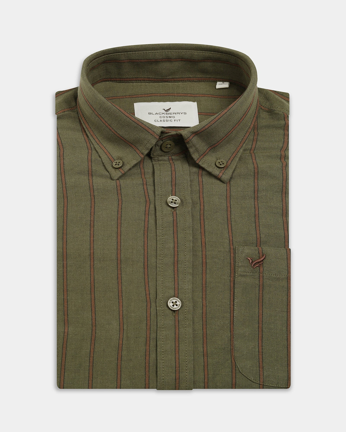 Olive Linen Stripe Shirt - Proba