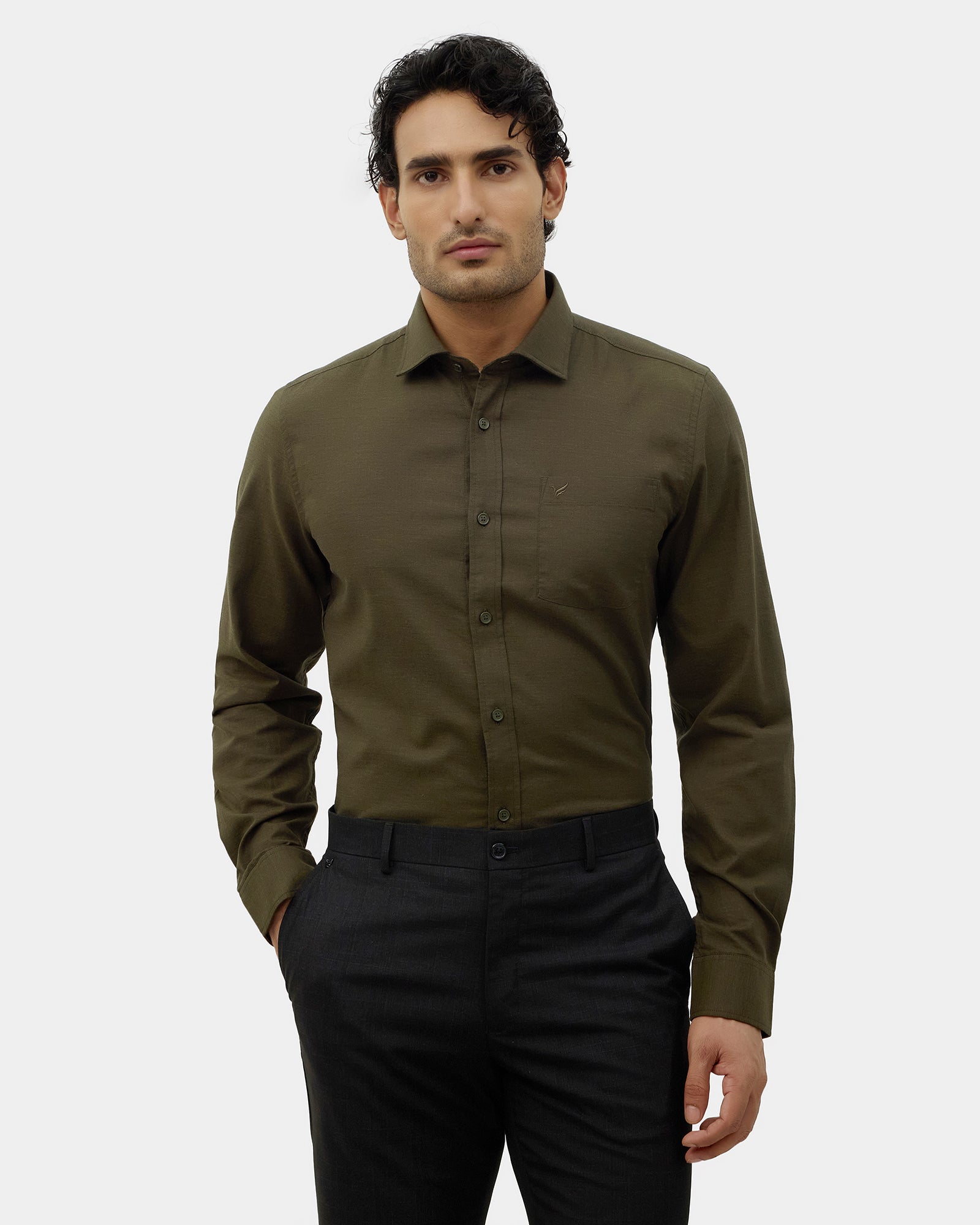 Olive Solid Shirt - Ariss