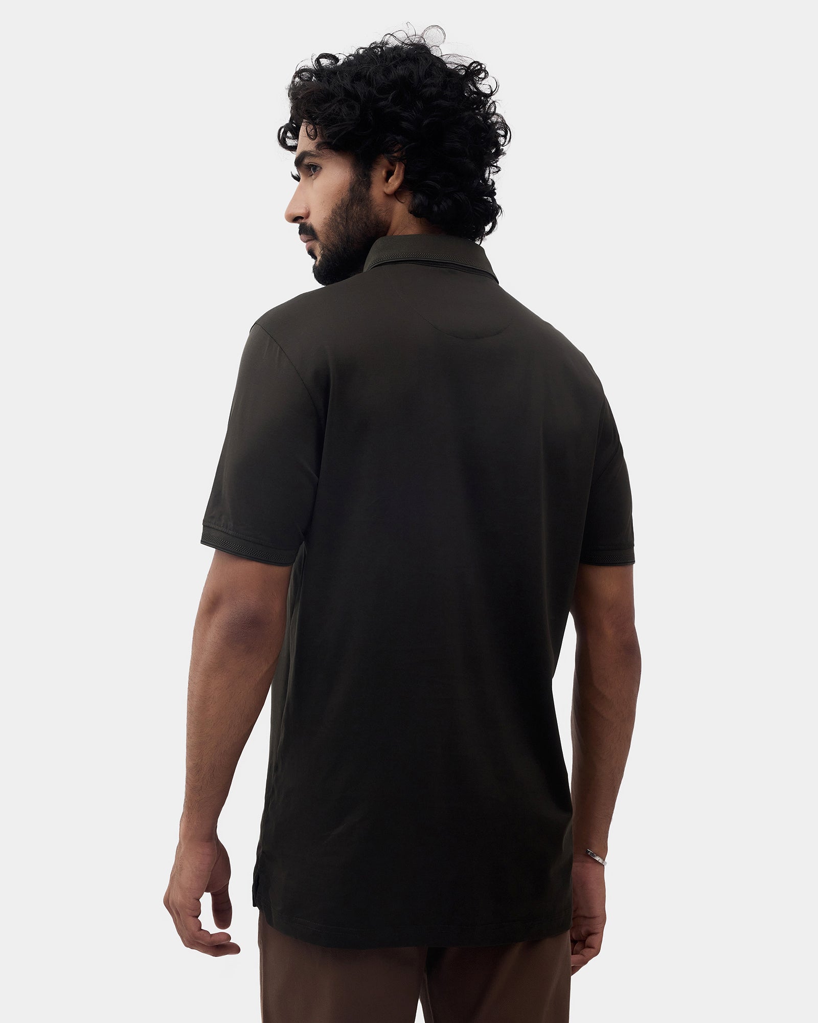 Olive Solid Polo T-Shirts - Orion