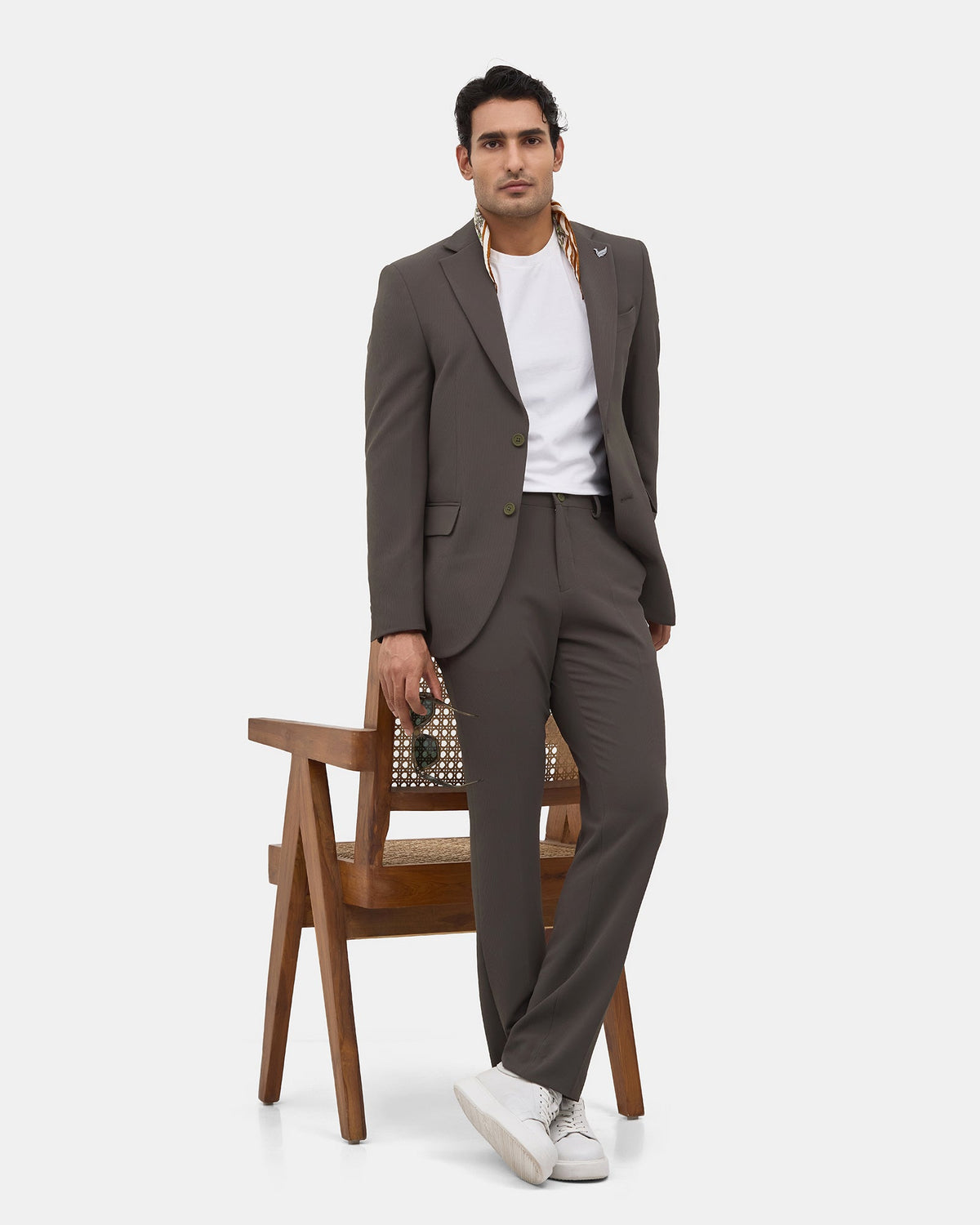 Olive TechPro Two Piece Stripe Suit - Otavio