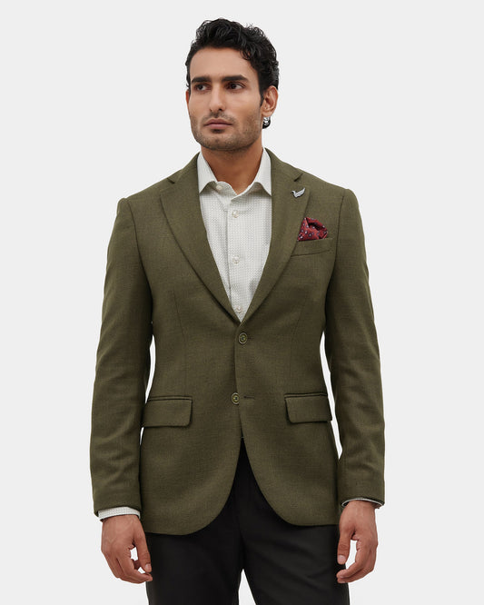 Olive Textured Blazer - Jermie
