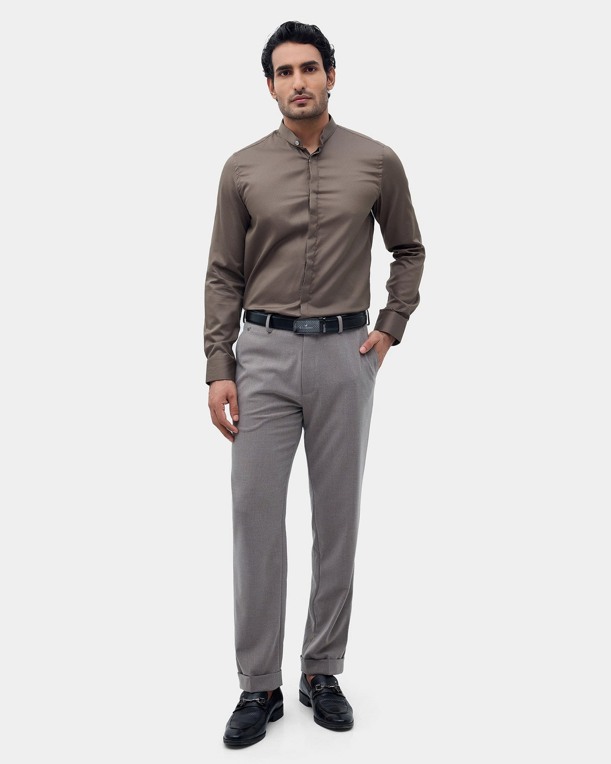 Olive Textured Shirt - Vellen