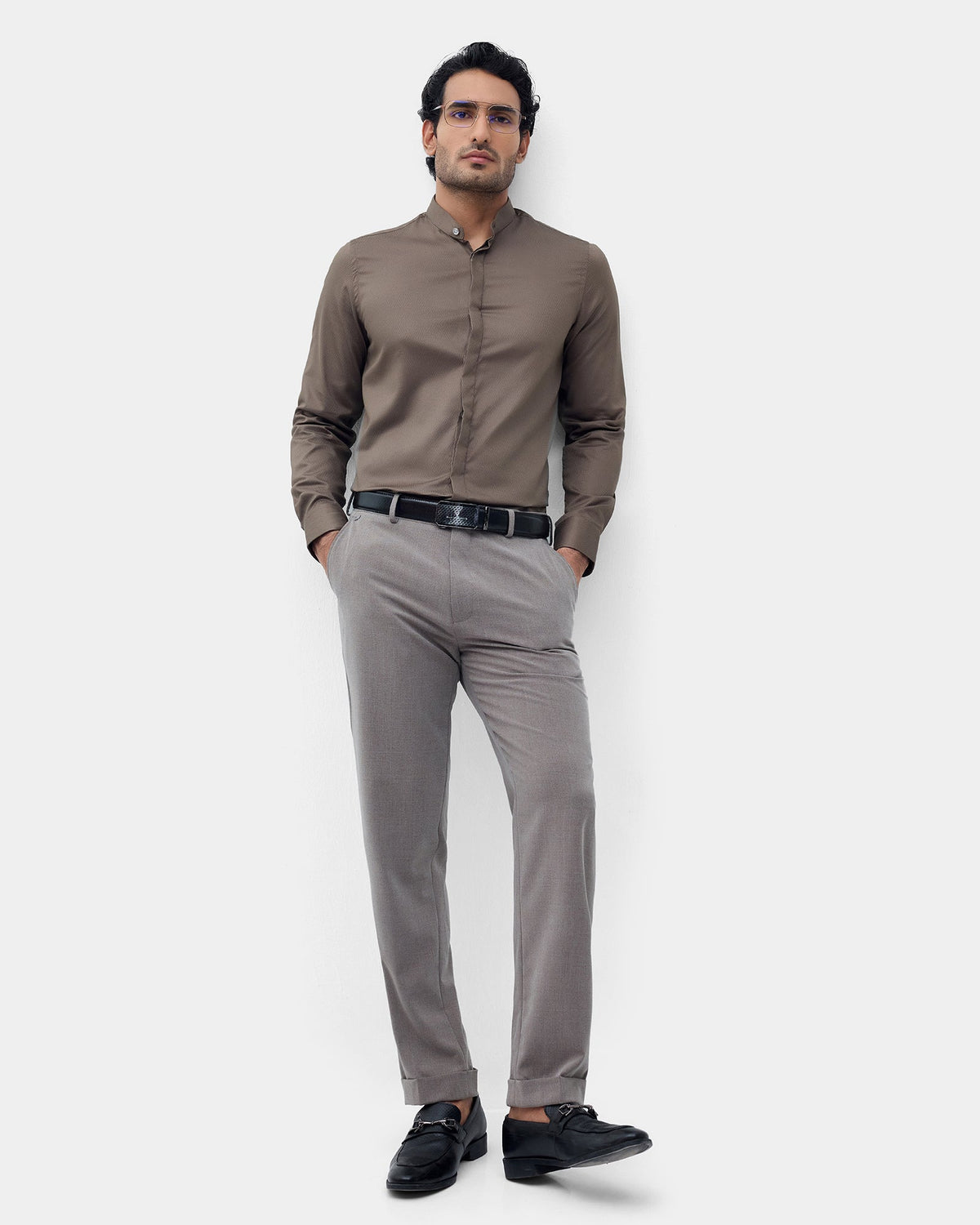 Olive Textured Shirt - Vellen