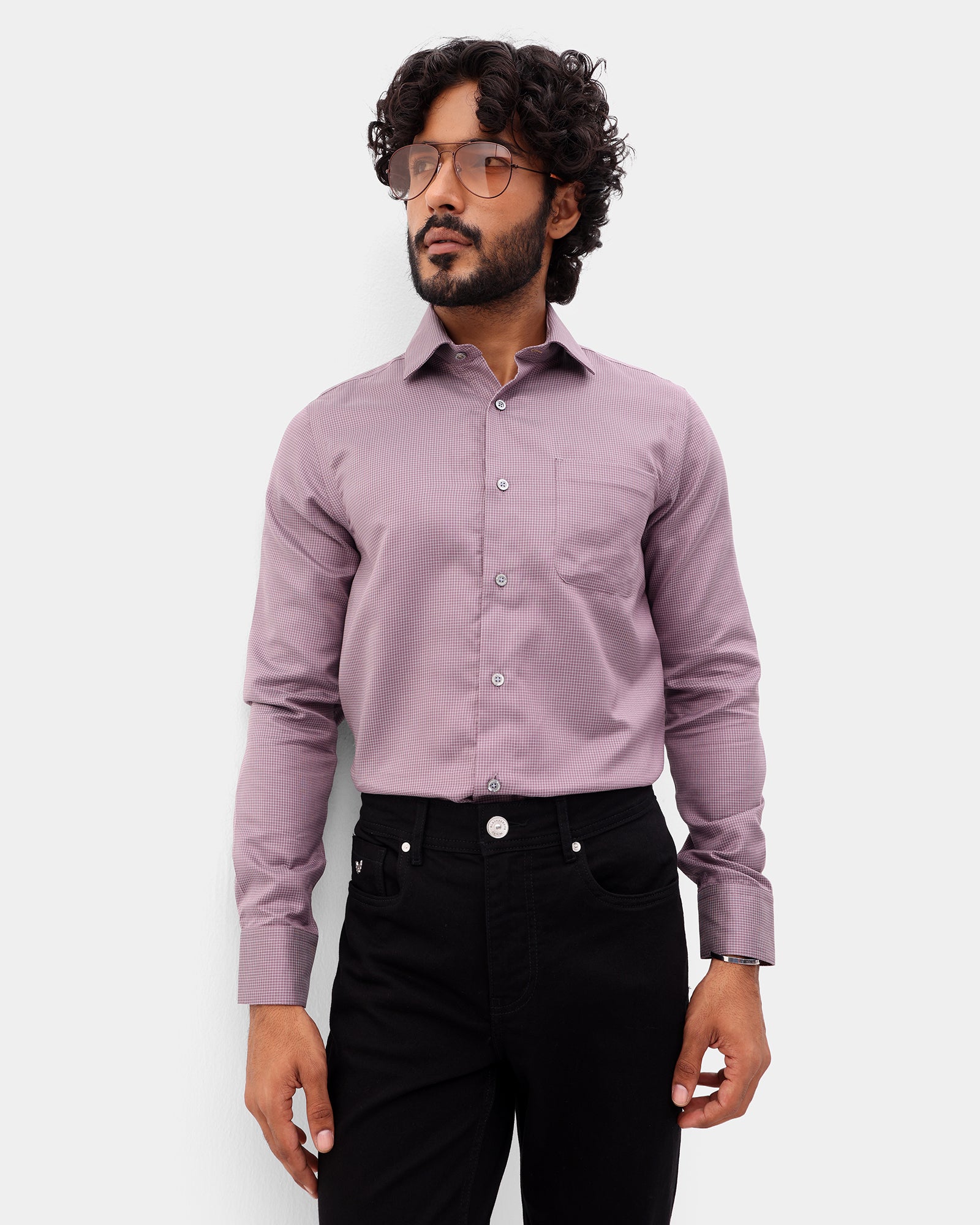 Plum Check Shirt - Herren