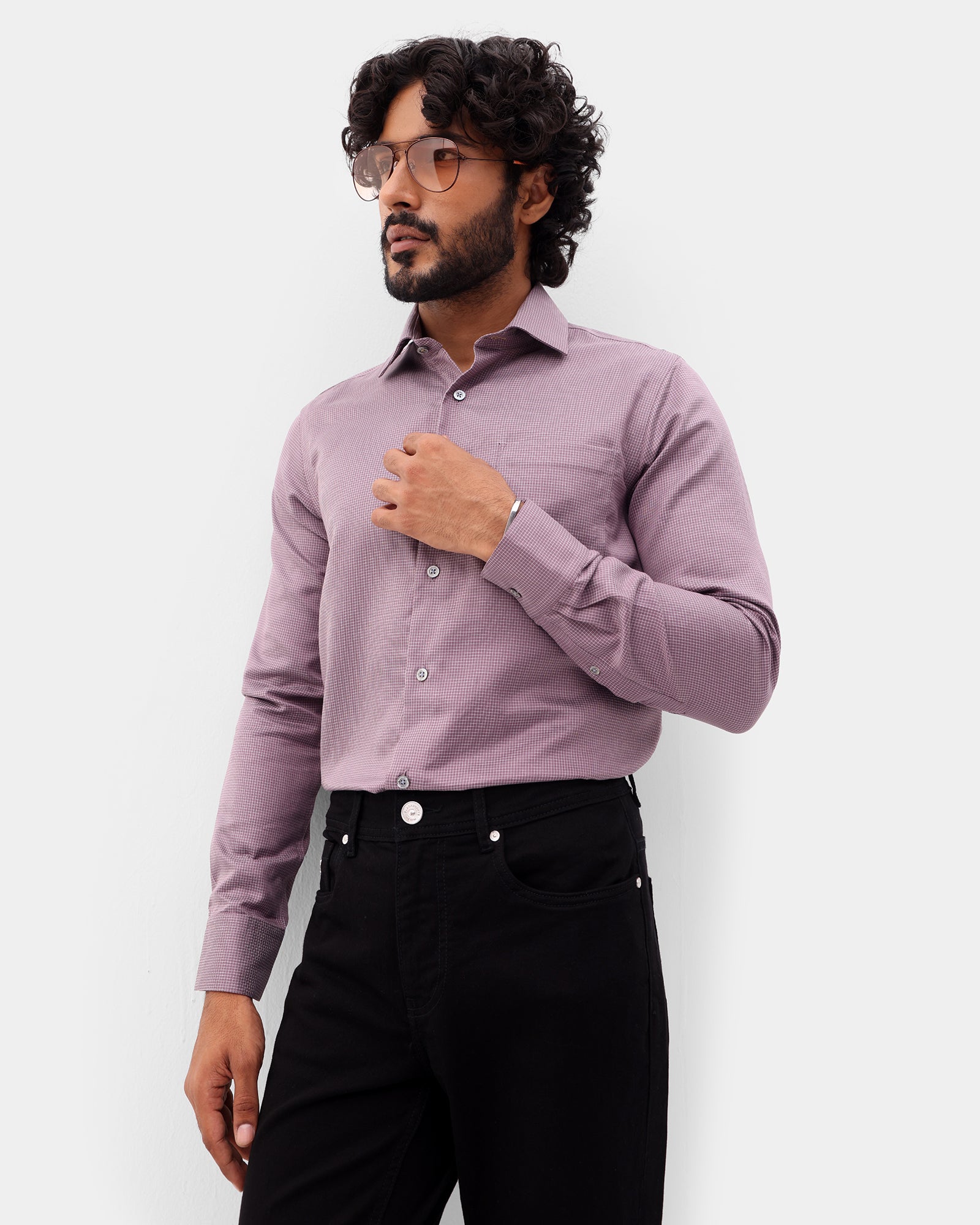 Plum Check Shirt - Herren