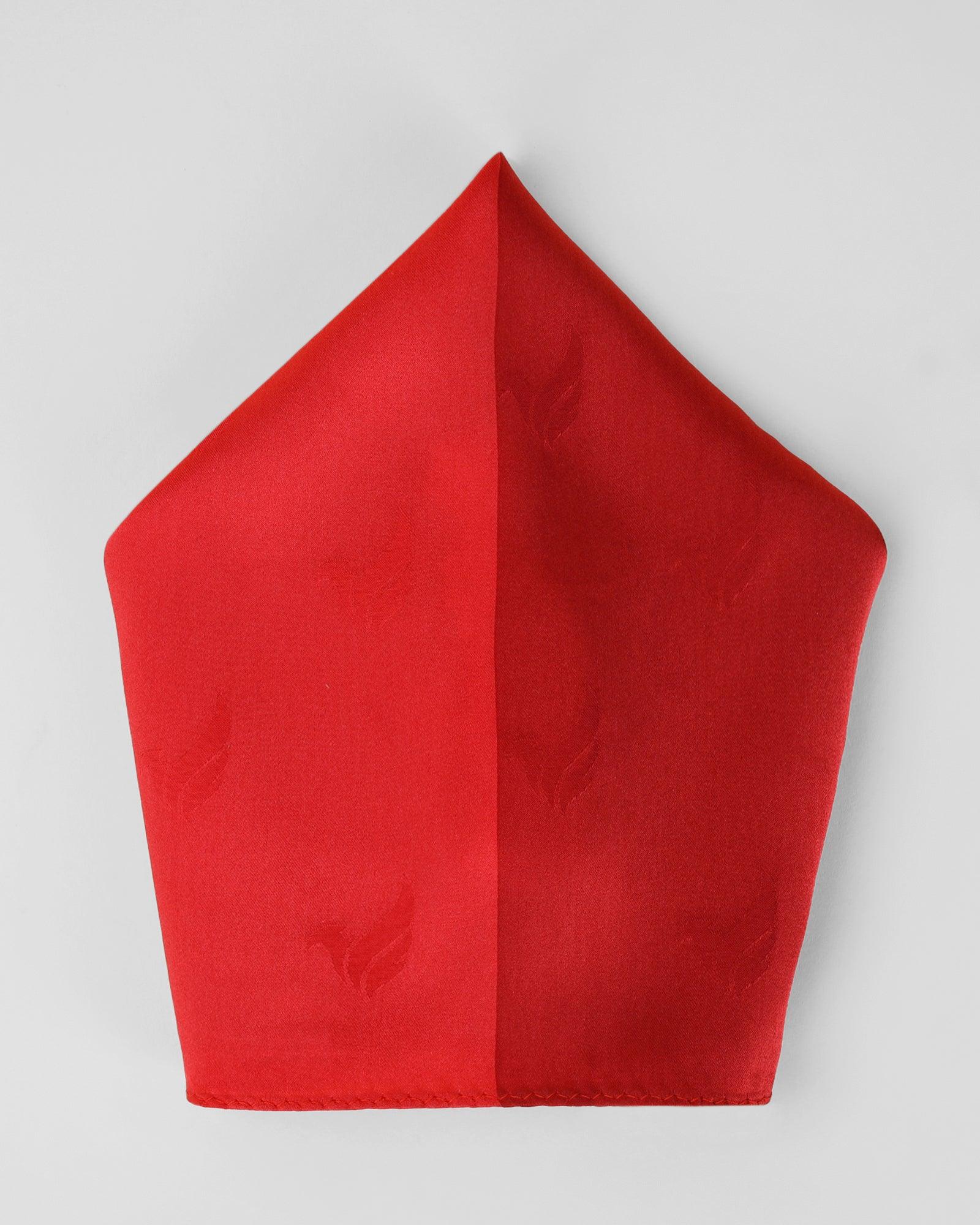 Must Haves Silk Red Solid Pocket Square - New Teddy