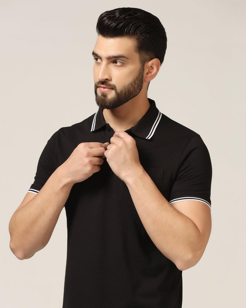 Polo Black Solid T-Shirt - Fifa